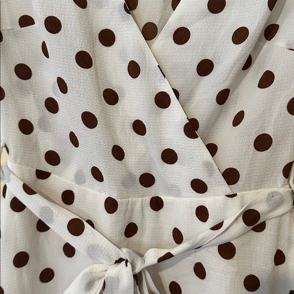 Elegant Brown Polka Dot Midi Dress - Picture 3 of 3